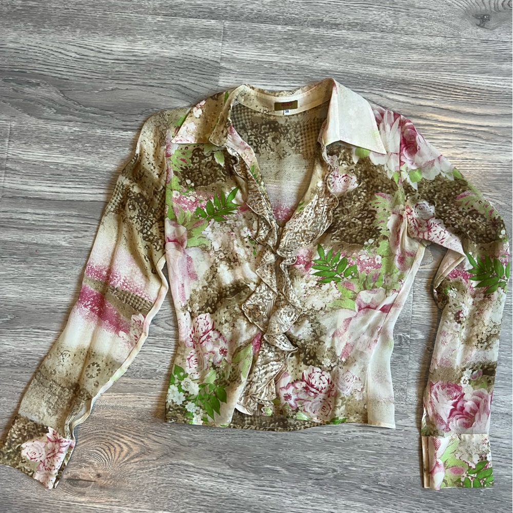 Kenzo Jungle Zip-up Top! 100% silk